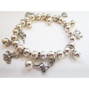 Vintage Christmas Silver Charm Bracelet (stretch)